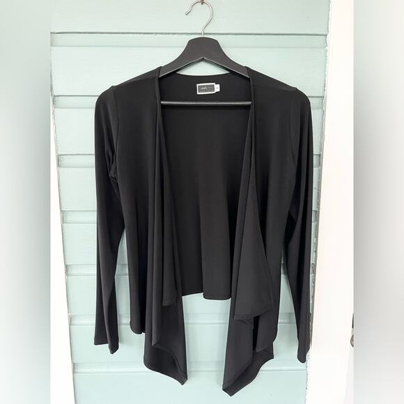 Sympli black open front cardigan jersey knit long sleeve fall winter lagenlook 8 - Picture 1 of 6